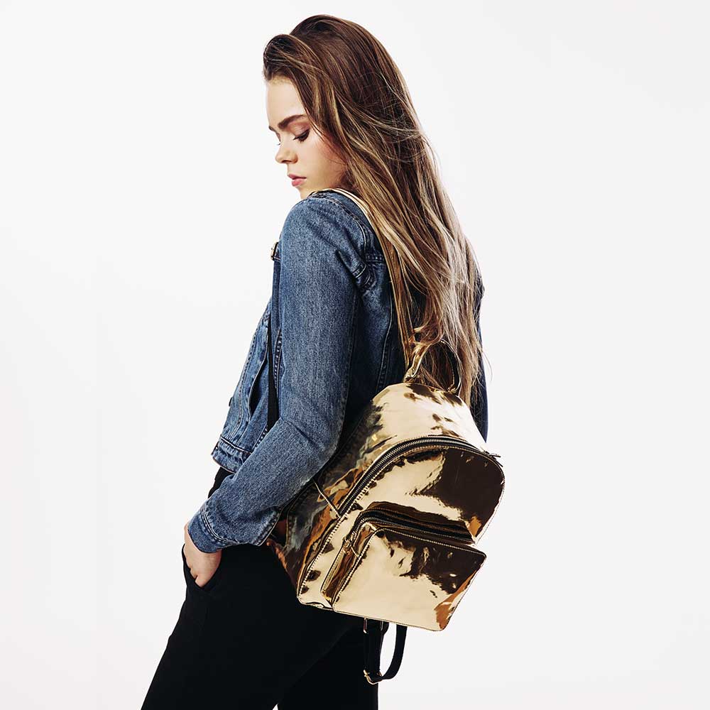 Urban Classics - Midi Metallic Backpack - Gold coloured